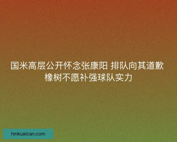 国米高层公开怀念张康阳 排队向其道歉 橡树不愿补强球队实力