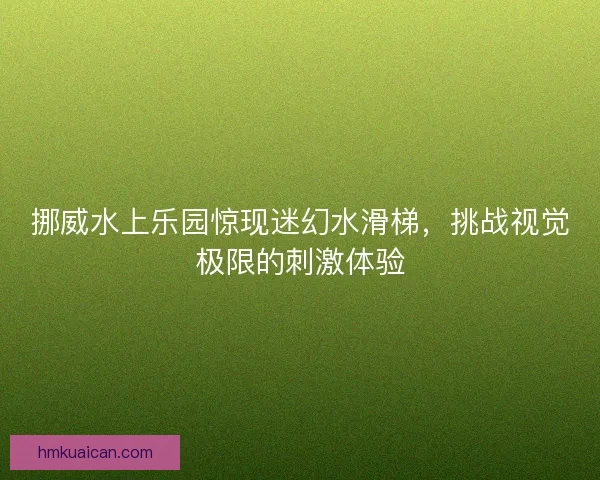 挪威水上乐园惊现迷幻水滑梯，挑战视觉极限的刺激体验